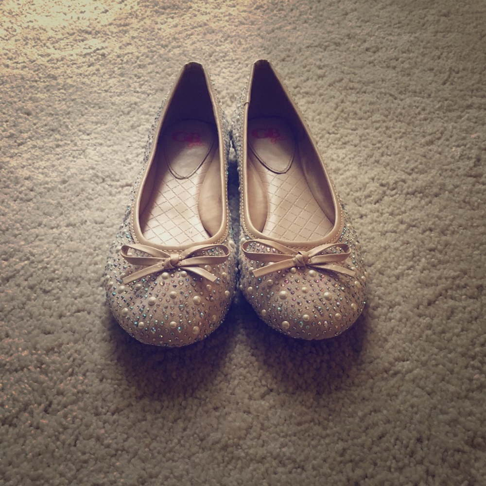GB girls flats/ tan/ jeweled